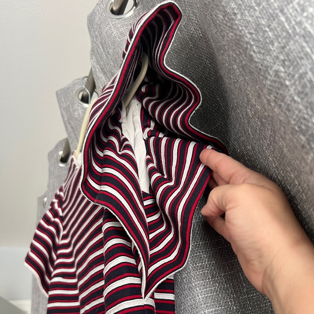 MSGM Milan red white & blue striped dress with ruffle short sleeves & pockets - Picture 3 of 16